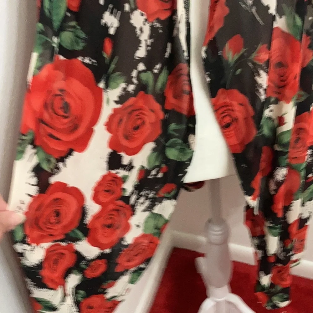 EUC Crazy Train Ruidosa Rose Red + White & Black Sleeveless Kimono Size XL - Picture 9 of 12